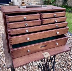 UNION 7 Drawer Engineers Cabinet Toolmakers Toolbox Tool Box 2 Keys Wood Vintage