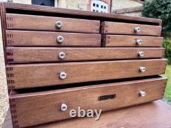 UNION 7 Drawer Engineers Cabinet Toolmakers Toolbox Tool Box 2 Keys Wood Vintage
