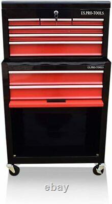 US PRO TOOLS BLACK RED AFFORDABLE TOOL CHEST BOX TOOL With DRAWER DIVIDER CABINET