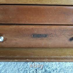 Union 7 Drawer Original Engineer Wooden Tool Chest Cabinet Toolbox With Key
