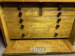 Union 8 Drawer Original Engineer Wooden Tool Chest Cabinet Toolbox With Keys