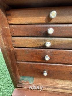 Union Wooden 5 Drawer Engineers Tool Makers Tool Box Cabinet Chest Vintage Store