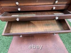 Union Wooden 5 Drawer Engineers Tool Makers Tool Box Cabinet Chest Vintage Store