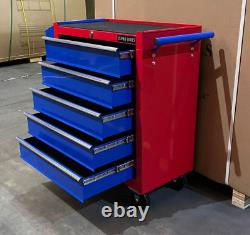 Us Pro Tools Red Blue Steel Chest Tool Box Roller Cabinet 5 Drawers