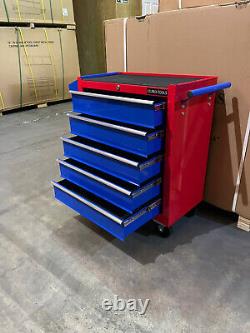 Us Pro Tools Red Blue Steel Chest Tool Box Roller Cabinet 5 Drawers