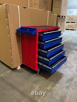 Us Pro Tools Red Blue Steel Chest Tool Box Roller Cabinet 5 Drawers