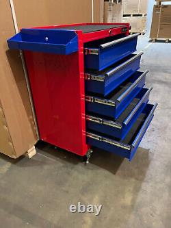 Us Pro Tools Red Blue Steel Chest Tool Box Roller Cabinet 5 Drawers