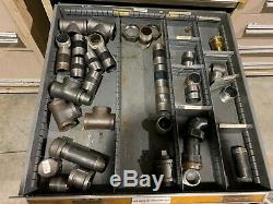 Used Stanley Vidmar style 12 Drawer cabinet tool parts storage CONTENTS FITTINGS