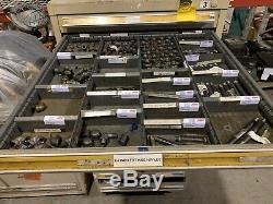 Used Stanley Vidmar style 13 Drawer cabinet tool parts storage CONTENTS FITTINGS