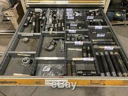 Used Stanley Vidmar style 13 Drawer cabinet tool parts storage CONTENTS FITTINGS