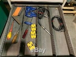 Used Stanley Vidmar style 14 Drawer cabinet tool parts storage CONTENTS TOOLS