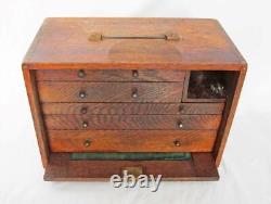 VINTAGE 5 DRAWER ENGINEERS TOOL CHEST CABINET TOOLBOX & KEY jewellery collectors