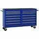 Vidaxl Tool Trolley With 14 Drawers Steel Blue Tool Storage Drawer Cabinet