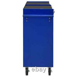 VidaXL Tool Trolley with 14 Drawers Steel Blue Tool Storage Drawer Cabinet