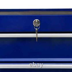 VidaXL Tool Trolley with 21 Drawers Steel Blue Tool Storage Drawer Cabinet