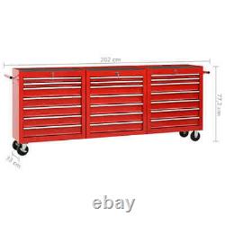 VidaXL Tool Trolley with 21 Drawers Steel Red Tool Storage Drawer Cabinet Cart