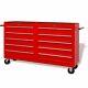 Vidaxl Workshop Tool Trolley With 10 Drawers Size Xxl Steel Red Storage Cart
