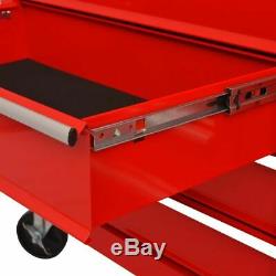 VidaXL Workshop Tool Trolley with 10 Drawers Size XXL Steel Red Storage Cart