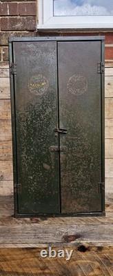 Vintage 1950's Rare Macrome Industrial Metal Tool Cabinet With Hooks and Drawer