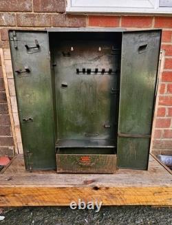 Vintage 1950's Rare Macrome Industrial Metal Tool Cabinet With Hooks and Drawer