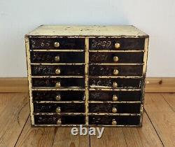 Vintage Bank Of Drawers Collectors Engineers Tool Watch Makers Chest Cabinet