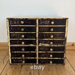 Vintage Bank Of Drawers Collectors Engineers Tool Watch Makers Chest Cabinet