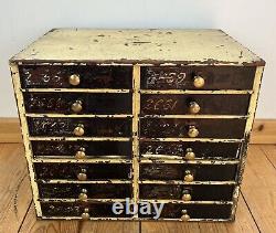 Vintage Bank Of Drawers Collectors Engineers Tool Watch Makers Chest Cabinet