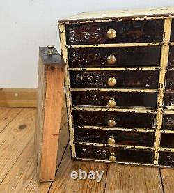 Vintage Bank Of Drawers Collectors Engineers Tool Watch Makers Chest Cabinet