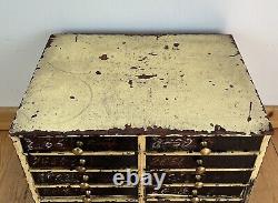 Vintage Bank Of Drawers Collectors Engineers Tool Watch Makers Chest Cabinet