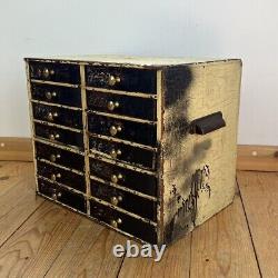 Vintage Bank Of Drawers Collectors Engineers Tool Watch Makers Chest Cabinet