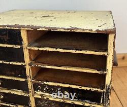 Vintage Bank Of Drawers Collectors Engineers Tool Watch Makers Chest Cabinet