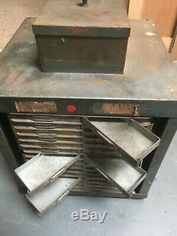 Vintage ENOX Rotating Engineer's Steel Cabinet with Drawers 30cmx30cmx30cm
