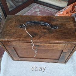 Vintage Engineers Machinist Wooden Oak 4 Drawer Tool Cabinet Chest + Key