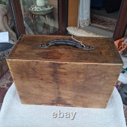 Vintage Engineers Machinist Wooden Oak 4 Drawer Tool Cabinet Chest + Key