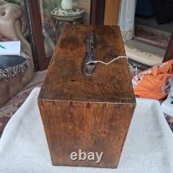 Vintage Engineers Machinist Wooden Oak 4 Drawer Tool Cabinet Chest + Key