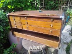 Vintage Engineers Tool Cabinet Hand Crafted By E. H With Drawers