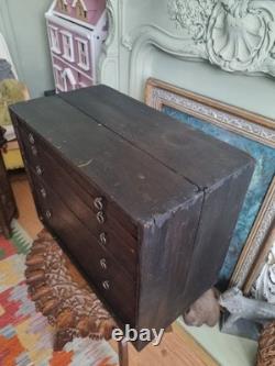Vintage Engineers Toolmaker Carpenters Cabinet Workhop Tool Box Drawers Chest