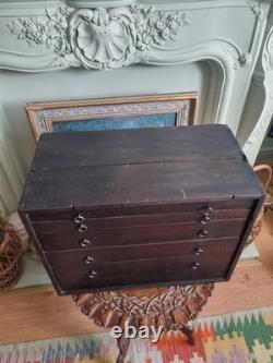 Vintage Engineers Toolmaker Carpenters Cabinet Workhop Tool Box Drawers Chest