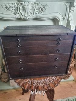 Vintage Engineers Toolmaker Carpenters Cabinet Workhop Tool Box Drawers Chest