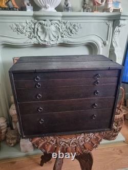 Vintage Engineers Toolmaker Carpenters Cabinet Workhop Tool Box Drawers Chest