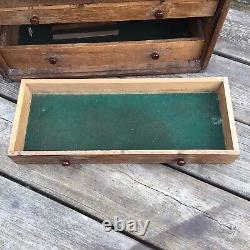 Vintage Engineers Wooden Toolmakers Tool Box Chest Cabinet 6 Drawers No Front