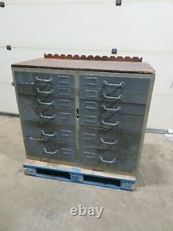 Vintage Industrial 12 Drawer Metal Storage Cabinet Garage Workshop Tool Storage