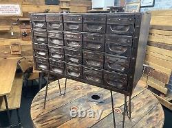 Vintage Industrial Steel 20 Drawer Engineers Cabinet Tool Storage