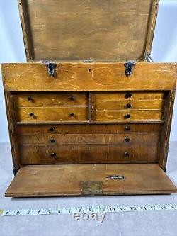 Vintage LARGE Engineers Cabinet (2 Keys) 9 Drawers 15x19x10 INCHES (AMAZING)