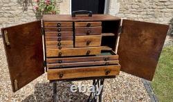 Vintage Large 13 Drawer Engineers Cabinet Moore & Wright Tool Chest 18x16.5x9.5