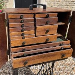 Vintage Large 13 Drawer Engineers Cabinet Moore & Wright Tool Chest 18x16.5x9.5
