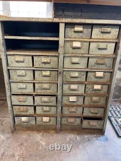 Vintage Metal 28 Drawer Engineering Cabinet