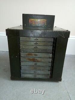 Vintage Metal 85 drawer stock master revolving Tool Cabinet 1920s rare
