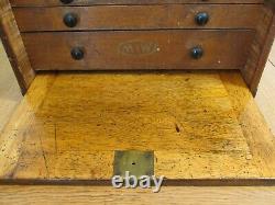 Vintage Moore & Wright 7 Drawer Wooden Engineers Tool Cabinet Tool Chest