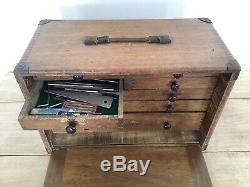 Vintage Moore & Wright 8 Drawer Engineers Chest Cabinet Tool Box With Lock & Key